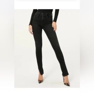 Good American Good Legs Side Slit High Waist Skinny Jeans Black 150 Size 26